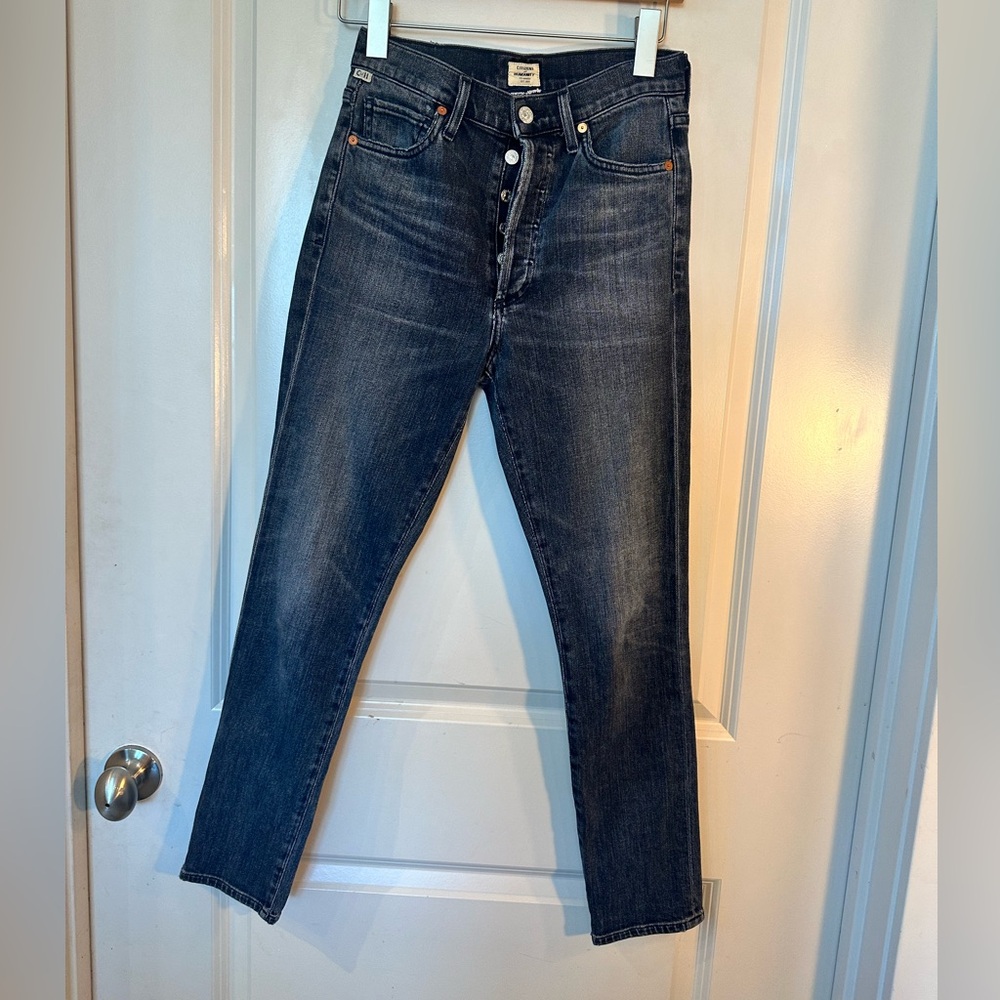 Citizens Of Humanity Olivia High Rise Slim Ankle Button Fly Black Jeans, Size 25